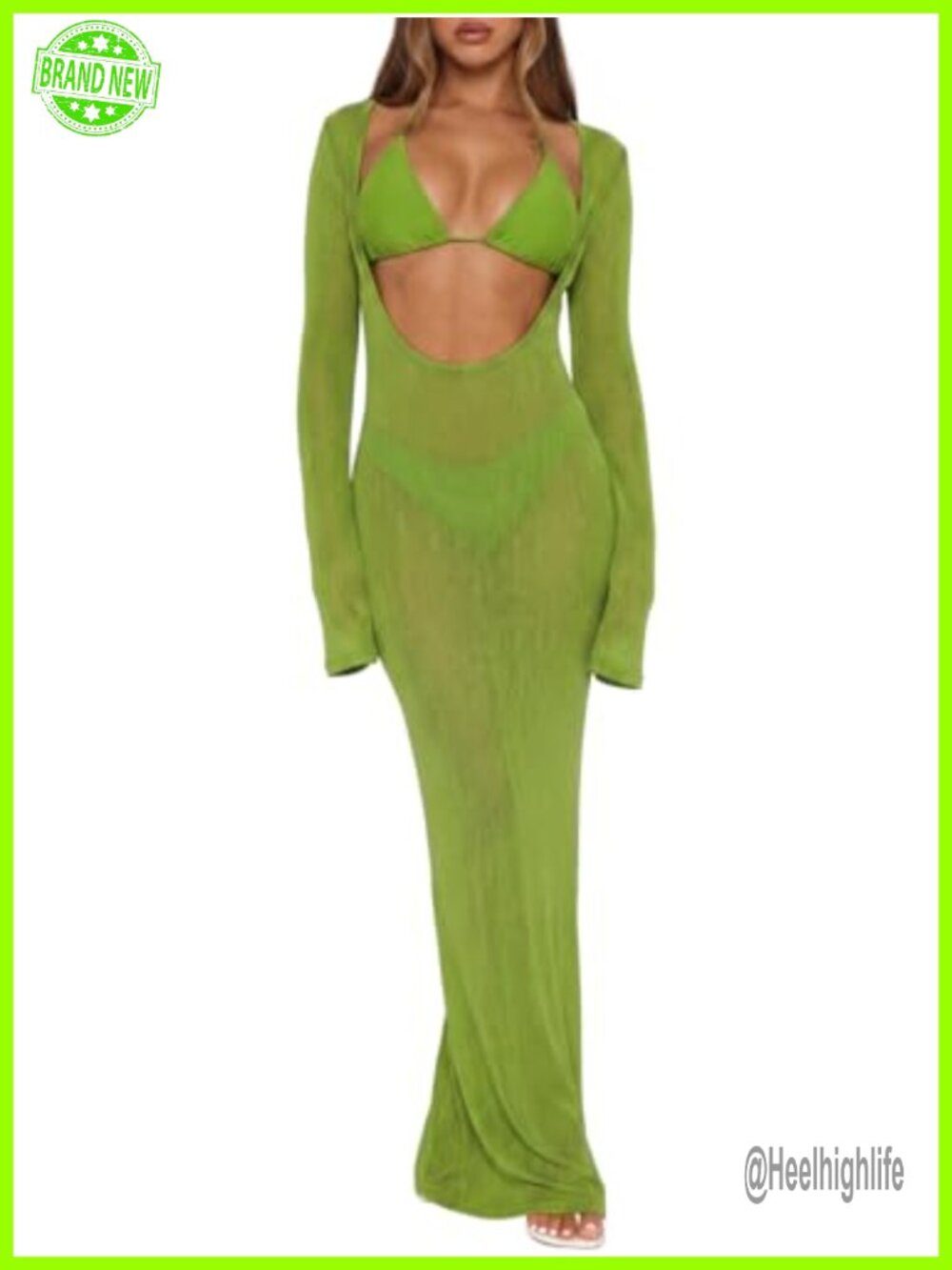 Women's 3 Piece Swimsuit Set Triangle Bikini & Sheer Mesh Cover-Up